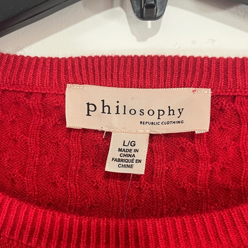 Philosophy Viscose Blend Cable Knit Crew Neck Drop Shoulder Sweater Size Large - Picture 2 of 10